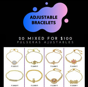 Kit Surtido de 20 Pulseras Ajustables al por mayor — SKU 132083