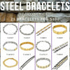 Kit Surtido de 25 Pulseras para Hombre de Acero al por mayor — SKU 132094