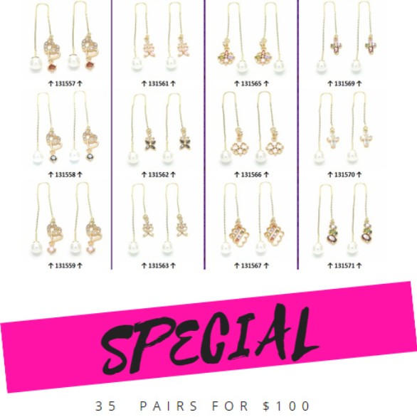 Kit Surtido de 35 Pares de Aretes de Hilo al por mayor — SKU 132097