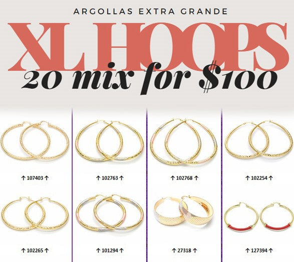 Kit Surtido de 20 Argollas Extra Grandes al por mayor — SKU 132088