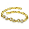 Pulsera Elegante 03.266.0025.07 Oro Laminado, Diseño de Infinito, con Zirconia Cubica Blanca, Pulido, Dorado