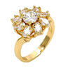Anillo Multi Piedra 01.210.0048.07 Oro Laminado, Diseño de Flor, con Zirconia Cubica Blanca, Pulido, Dorado