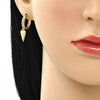 Argolla Huggie 02.368.0011.15 Oro Laminado, Diseño de Corazon y Ojo Griego, Diseño de Corazon, con Micro Pave Blanca, Pulido, Dorado