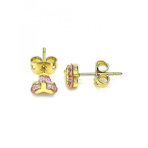 Arete Dormilona 02.213.0359 Oro Laminado, con Zirconia Cubica Rosado, Pulido, Dorado