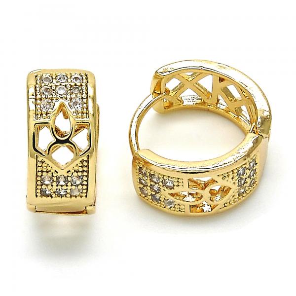 Argolla Huggie 02.210.0113.2.15 Oro Laminado, con Zirconia Cubica Blanca, Pulido, Dorado