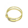 Anillo Multi Piedra 01.213.0004 Oro Laminado, Diseño de Paperclip, con Micro Pave Blanca, Pulido, Dorado