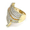 Anillo Multi Piedra 01.266.0043.08 Oro Laminado, con Micro Pave Blanca, Pulido, Dorado