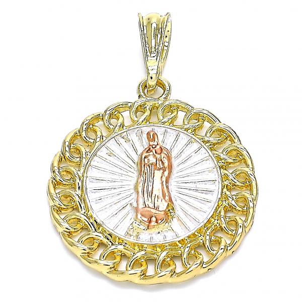 Dije Religioso 05.380.0044.1 Oro Laminado, Diseño de Guadalupe, Pulido, Tricolor