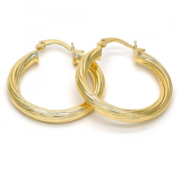 Argolla Mediana 02.170.0201.30 Oro Laminado, Diseño de Hueco, Pulido, Dorado