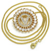 Collares con Dije 04.210.0023.20 Oro Laminado, Diseño de Iniciales, con Zirconia Cubica Blanca, Pulido, Dorado