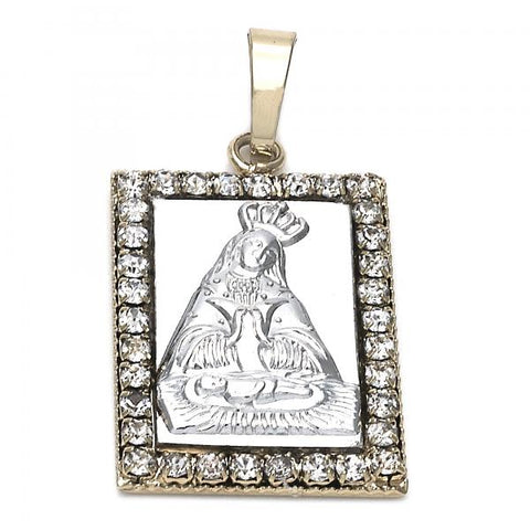 Dije Religioso 5.198.028 Oro Laminado, Diseño de Altagracia, con Zirconia Cubica Blanca, Pulido, Dos Tonos