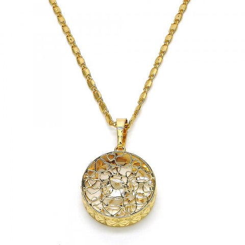 Collares con Dije 04.63.1356.18 Oro Laminado, Diseño de Corazon, con Zirconia Cubica Blanca, Diamantado, Dorado