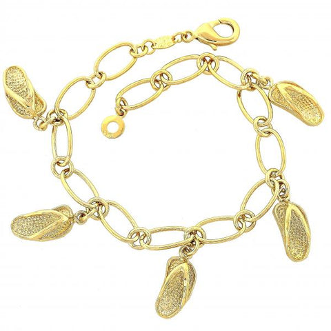 Pulsera de Dije 5.024.006 Oro Laminado, Diseño de Espiral, Diamantado, Dorado