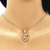 Collares con Dije 04.351.0021.20 Oro Laminado, Diseño de Corazon y Mama, Diseño de Corazon, con Cristal Blanca, Pulido, Dorado