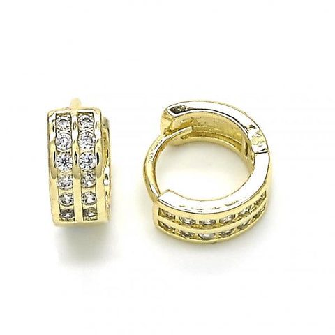 Argolla Huggie 02.221.0055.12 Oro Laminado, con Zirconia Cubica Blanca, Pulido, Dorado