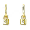 Argolla Huggie 02.368.0016.10 Oro Laminado, Diseño de Candado y Sol, Diseño de Candado, con Micro Pave Blanca, Pulido, Dorado