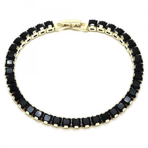 Pulsera Tennis 03.130.0004.07 Oro Laminado, con Zirconia Cubica Negro, Pulido, Dorado