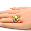 Anillo Multi Piedra 01.241.0037.10 Oro Laminado, con Cristal Blanca, Pulido, Dorado