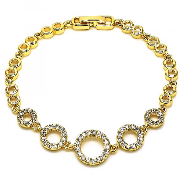 Pulsera Elegante 03.283.0146.07 Oro Laminado, con Micro Pave Blanca, Pulido, Dorado