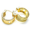 Argolla Pequeña 02.210.0277.15 Oro Laminado, con Micro Pave Blanca, Pulido, Dorado