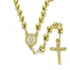 Rosario Mediano 09.213.0019.28 Oro Laminado, Diseño de Virgen Maria y Crucifijo, Diseño de Virgen Maria, Pulido, Dorado