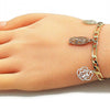 Pulsera de Dije 03.351.0112.07 Oro Laminado, Diseño de Guadalupe y Flor, Diseño de Guadalupe, Pulido, Tricolor