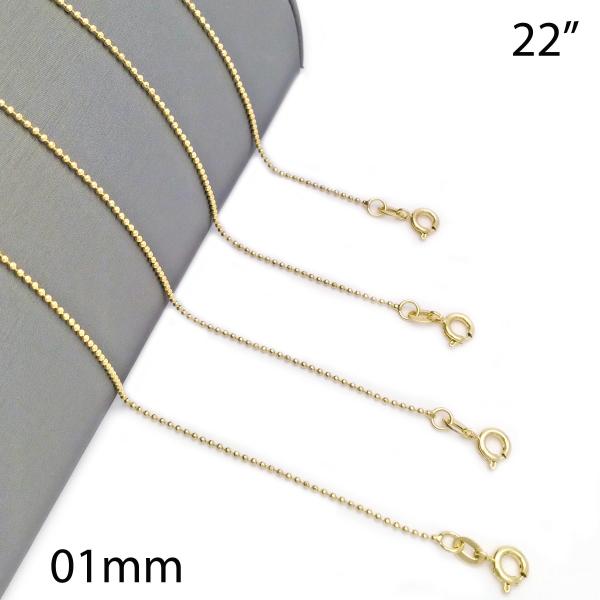 Gargantilla Básica 04.58.0007.22 Oro Laminado, Diseño de Bola, Pulido, Dorado