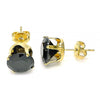 Arete Dormilona 5.128.021.6 Oro Laminado, con Zirconia Cubica Negro, Pulido, Dorado