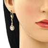 Arete Largo 02.387.0045 Oro Laminado, con Zirconia Cubica Blanca, Pulido, Dorado