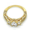 Anillo Multi Piedra 01.94.0002.07 Oro Laminado, con Zirconia Cubica Blanca, Pulido, Dorado