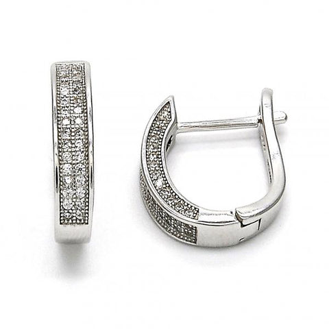 Argolla Huggie 02.175.0043.15 Plata Rodinada, con Micro Pave Blanca, Pulido, Rodinado