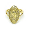 Anillo Elegante 01.380.0012.1.08 Oro Laminado, Diseño de Guadalupe y Flor, Diseño de Guadalupe, Pulido, Dorado