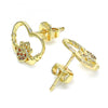 Arete Dormilona 02.156.0442.2 Oro Laminado, Diseño de Corazon, con Micro Pave Granate, Pulido, Dorado