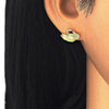 Arete Dormilona 02.336.0105.2 Plata Rodinada, Diseño de Cisne, con Micro Pave Rubi y Blanca, Pulido, Dorado