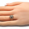 Anillo Multi Piedra 01.210.0084.1 Oro Laminado, Diseño de Flor, con Zirconia Cubica Blanca, Pulido, Dorado