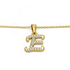 Collares con Dije 04.238.0004.18 Acero Inoxidable, Diseño de Iniciales y Rolo, Diseño de Iniciales, con Cristal Blanca, Pulido, Dorado