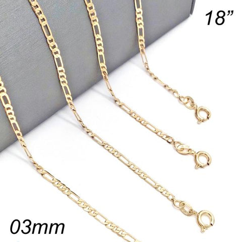 Gargantilla Básica 04.58.0010.18 Oro Laminado, Diseño de Figaro, Pulido, Dorado