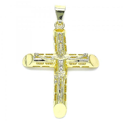 Dije Religioso 05.253.0156 Oro Laminado, Diseño de Crucifijo, Pulido, Dorado