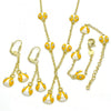 Juego de Arete y Dije de Nino 06.60.0005.2 Oro Laminado, Diseño de Mariquita, con Cristal Blanca, Esmaltado Amarillo, Dorado