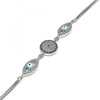 Pulsera Elegante 03.286.0026.07 Plata Rodinada, Diseño de Ojo Griego, con Zirconia Cubica Zafiro Azul y Blanca, Esmaltado Turquesa, Rodinado