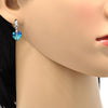 Arete Largo 02.239.0018.1 Rodio Laminado, Diseño de Corazon, con Cristales de Swarovski Bermuda Blue y Zirconia CubicaBlanca, Pulido, Rodinado