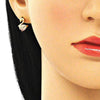 Arete Dormilona 02.387.0002 Oro Laminado, Diseño de Cisne, con Zirconia Cubica Rosado, Pulido, Dorado