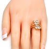 Anillo Multi Piedra 01.210.0047.07 Oro Laminado, con Zirconia Cubica Blanca, Pulido, Dorado