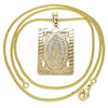 Collares con Dije 04.106.0055.1.20 Oro Laminado, Diseño de Guadalupe, Pulido, Dorado