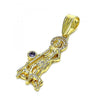 Dije Religioso 05.253.0165 Oro Laminado, Diseño de San Lazaro, con Zirconia Cubica Amatista, Pulido, Dorado