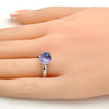 Anillo Multi Piedra 01.239.0006.1 Rodio Laminado, Diseño de Bola, con Cristales de Swarovski Tanzanite, Pulido, Rodinado