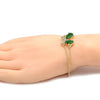 Pulsera Elegante 03.91.0066.07 Oro Laminado, Diseño de Mariposa y Rolo, Diseño de Mariposa, con Zirconia Cubica Verde y CristalBlanca, Pulido, Dorado