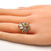 Anillo Multi Piedra 01.210.0023.09 Oro Laminado, Diseño de Gota, con Zirconia Cubica Blanca, Pulido, Dorado