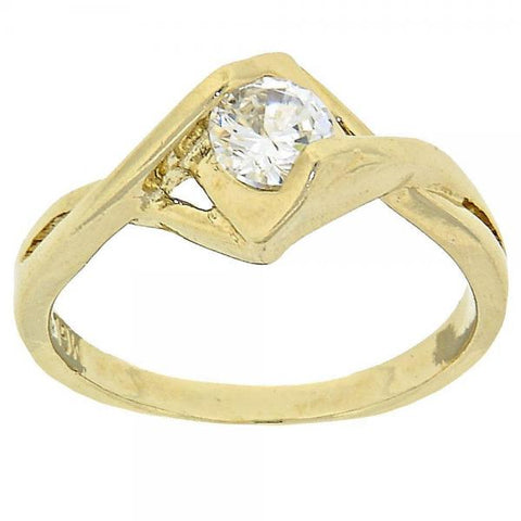 Anillo Multi Piedra 5.166.024.07 Oro Laminado, Diseño de Solitario, con Zirconia Cubica Blanca, Pulido, Dorado