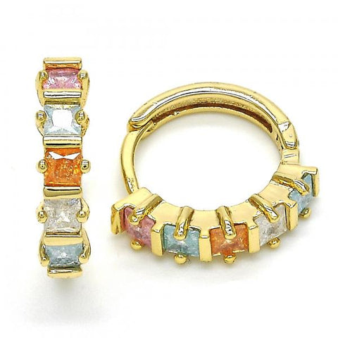 Argolla Huggie 02.210.0073.15 Oro Laminado, con Zirconia Cubica Multicolor, Pulido, Dorado